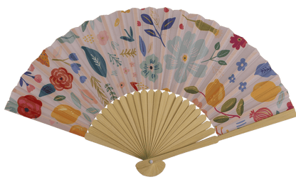 Fan, Flowers, 21 cm, bamboo,