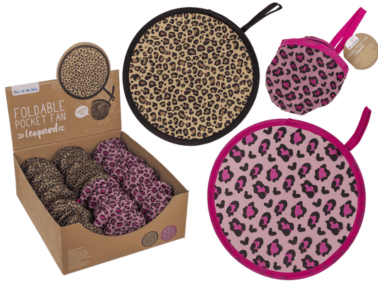 Foldable pocket fan, Leopard,