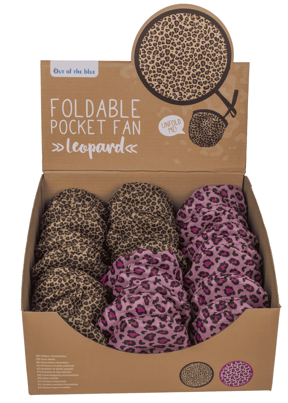 Foldable pocket fan, Leopard,