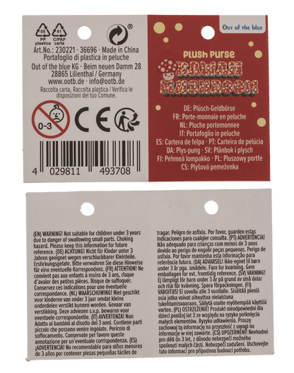 Cartera de felpa, seta kawaii