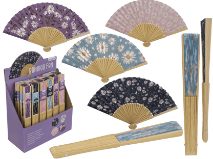 Fan, Daisy Flower, 21 cm, bamboo,