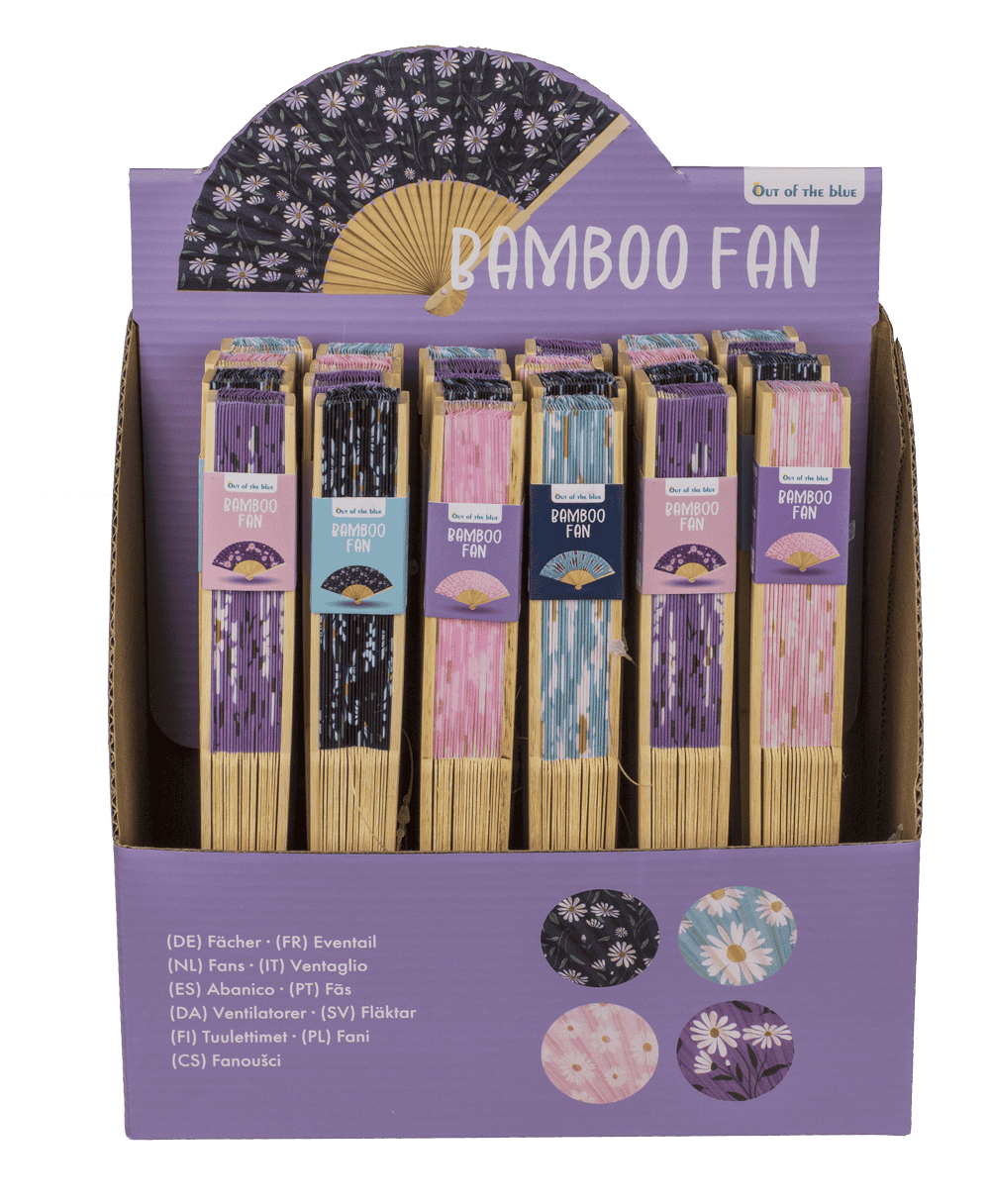 Fan, Daisy Flower, 21 cm, bamboo,