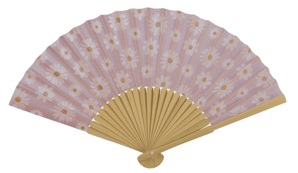 Fan, Daisy Flower, 21 cm, bamboo,