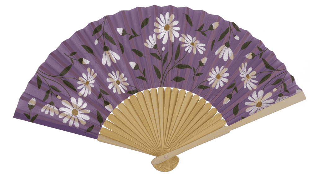 Fan, Daisy Flower, 21 cm, bamboo,
