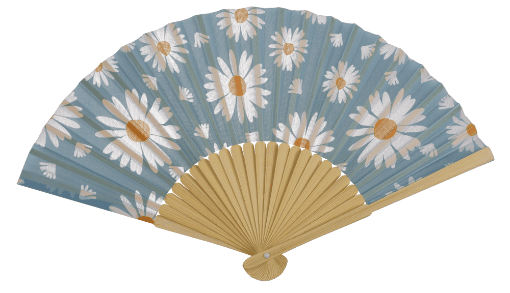 Fan, Daisy Flower, 21 cm, bamboo,