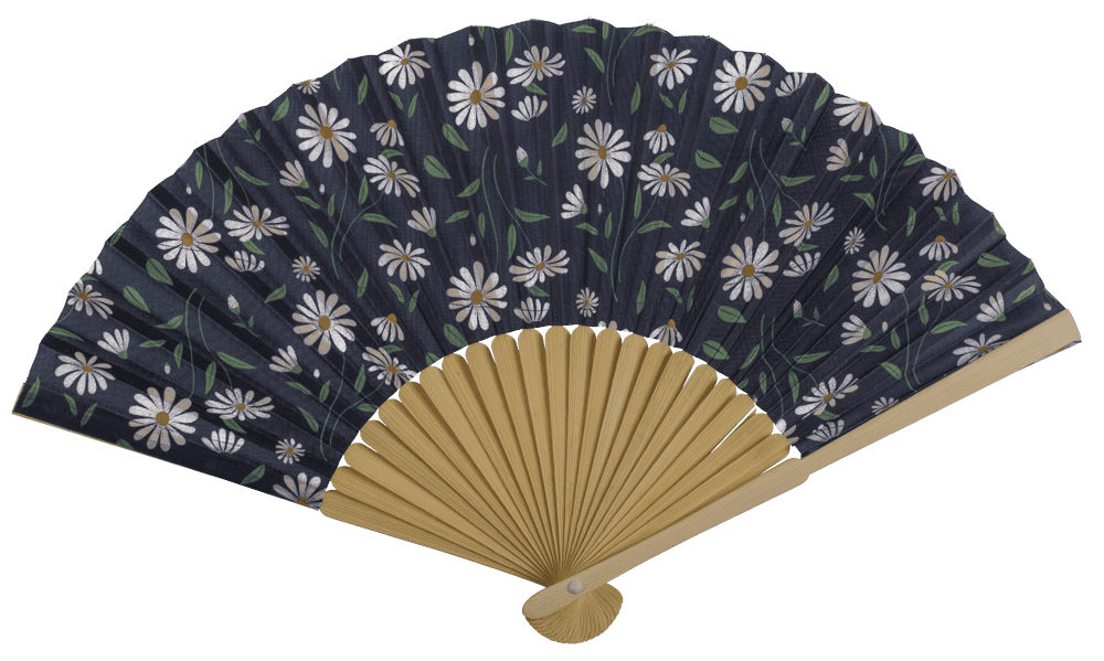 Fan, Daisy Flower, 21 cm, bamboo,
