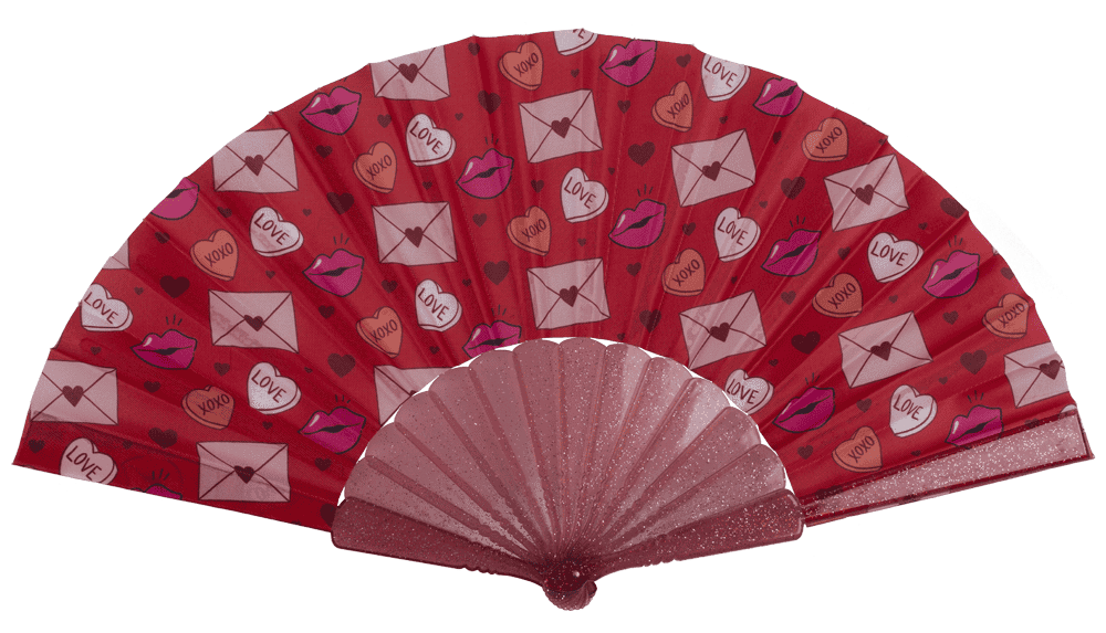 Plastic fan, Girly Glitter, 23 x 40 cm,