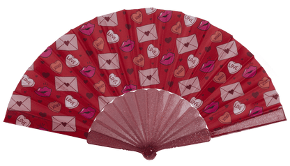 Plastic fan, Girly Glitter, 23 x 40 cm,