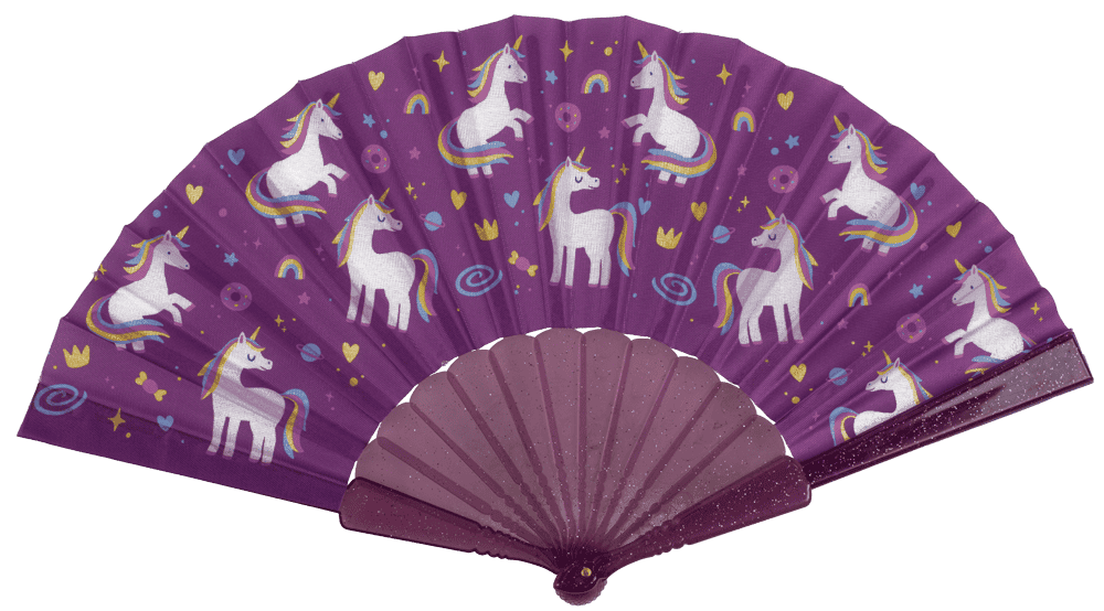 Plastic fan, Girly Glitter, 23 x 40 cm,
