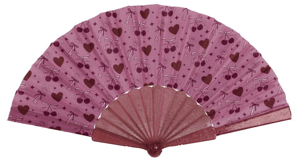 Plastic fan, Girly Glitter, 23 x 40 cm,