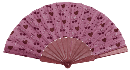 Plastic fan, Girly Glitter, 23 x 40 cm,