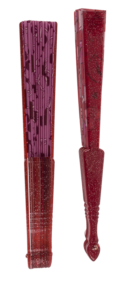 Plastic fan, Girly Glitter, 23 x 40 cm,