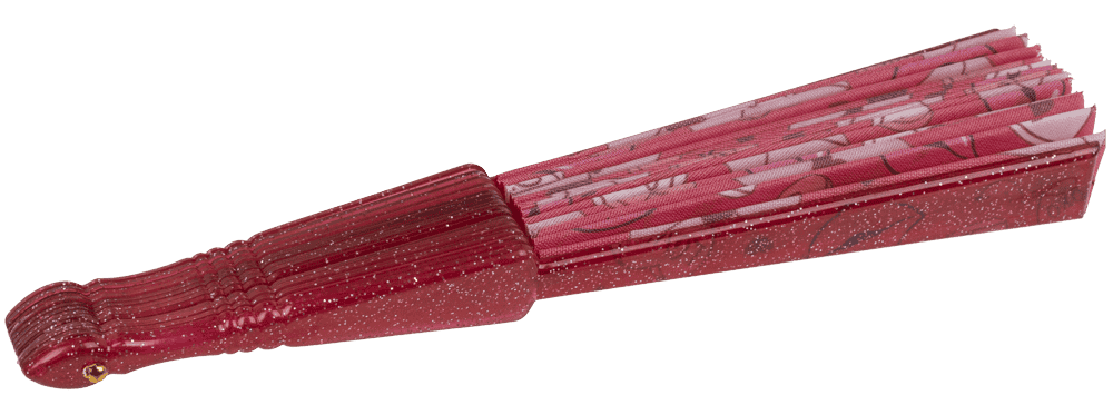 Plastic fan, Girly Glitter, 23 x 40 cm,