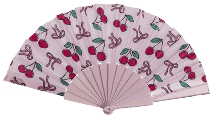 Plastic fan, cherries & strawberries, 23 x 40 cm,
