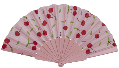 Plastic fan, cherries & strawberries, 23 x 40 cm,