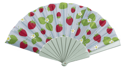 Plastic fan, cherries & strawberries, 23 x 40 cm,