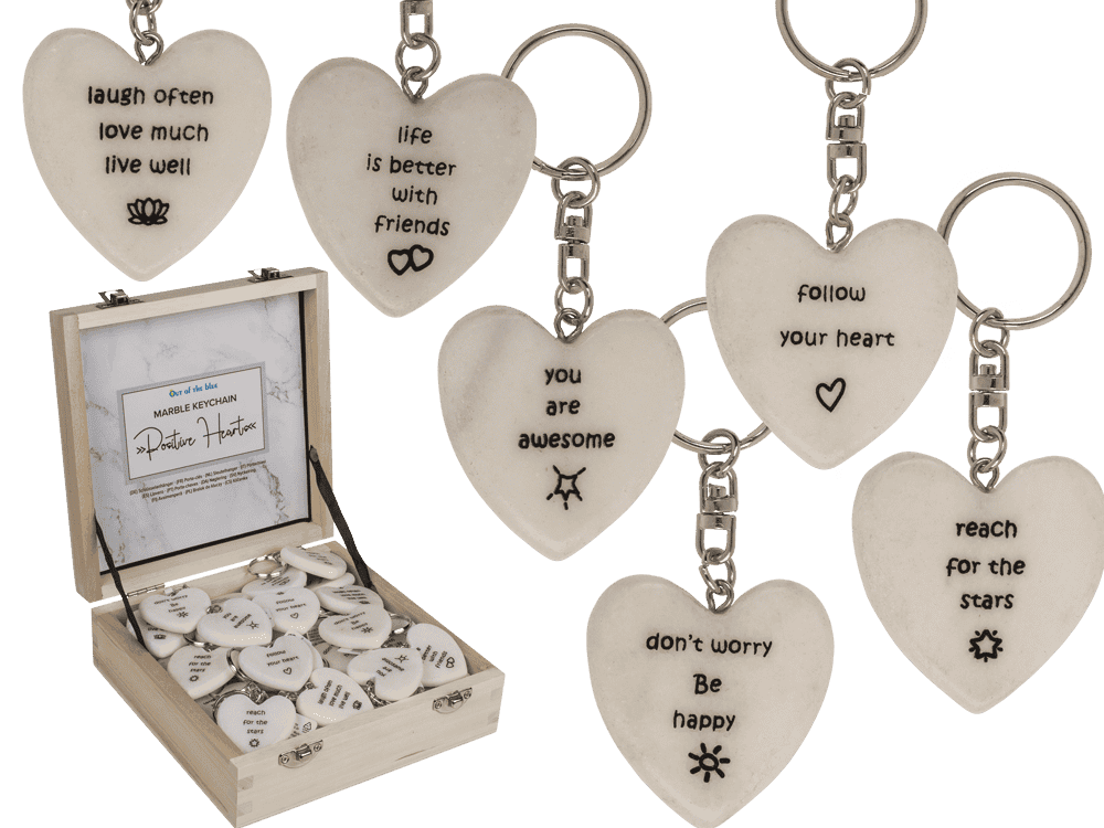 Metal key ring, Positive Hearts,