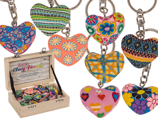 Metal keychain, Clay Heart,