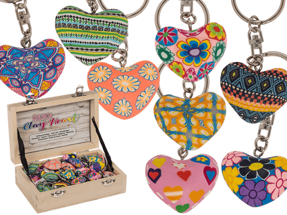 Metal keychain, Clay Heart,