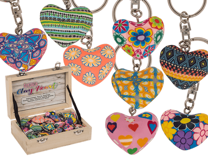Metal keychain, Clay Heart,