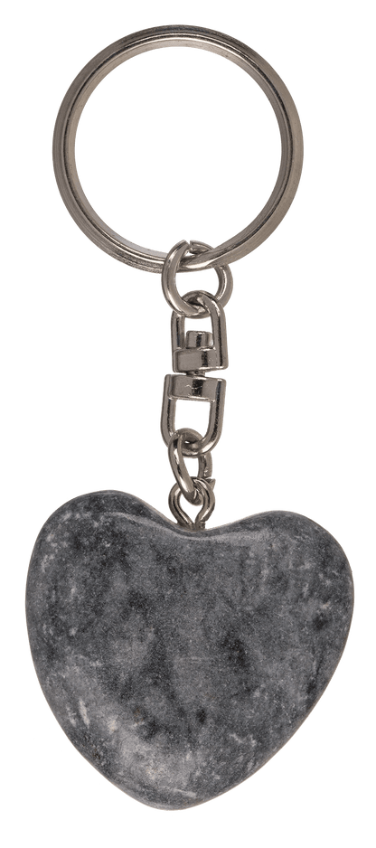 Metal Keychain, Worry Heart Natural Stones,