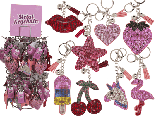 Metal Keychain, Tropical Sequins,