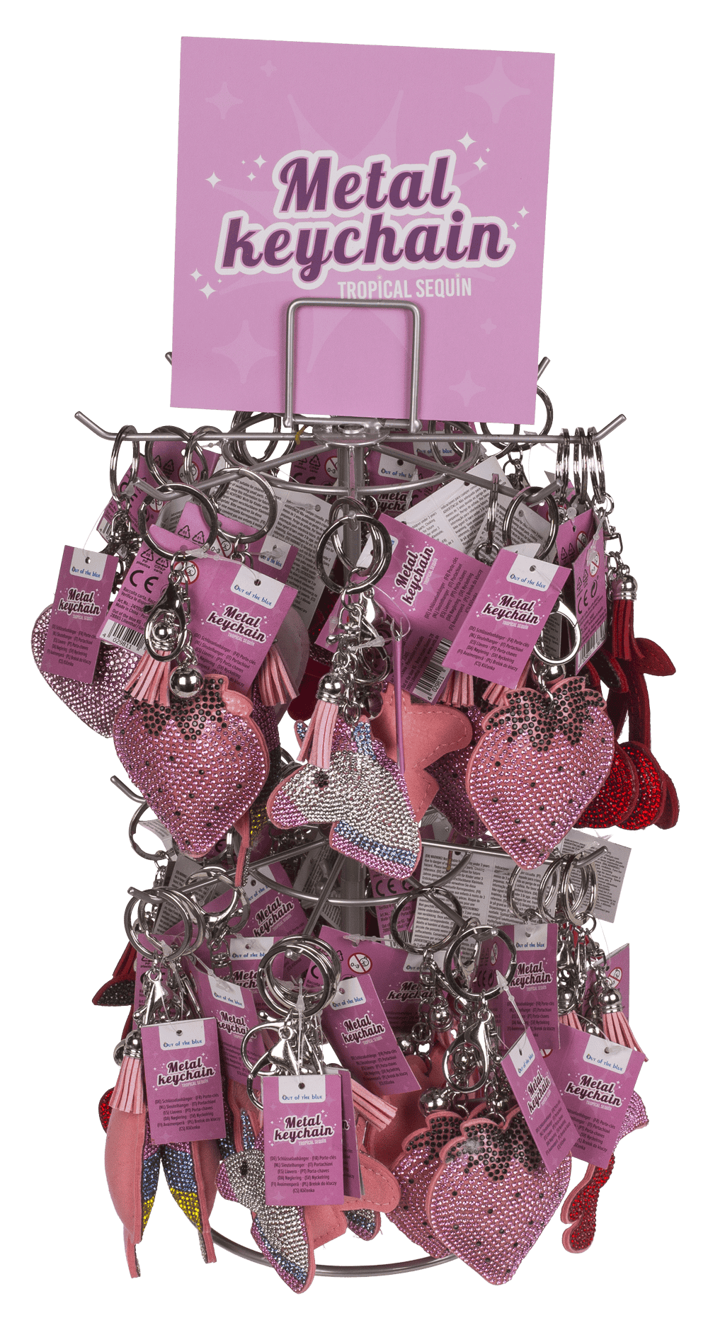 Metal Keychain, Tropical Sequins,