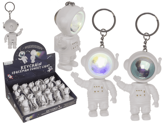 Metal keychain. Spacemen sunset light,