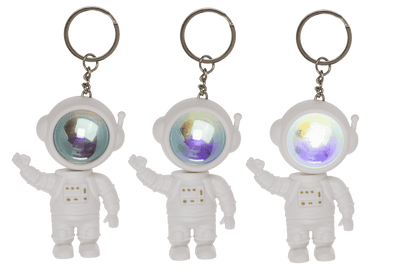 Metal keychain. Spacemen sunset light,