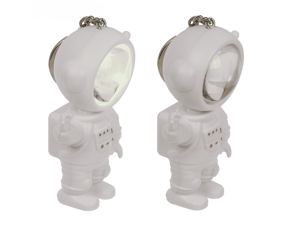 Metal keychain. Spacemen sunset light,