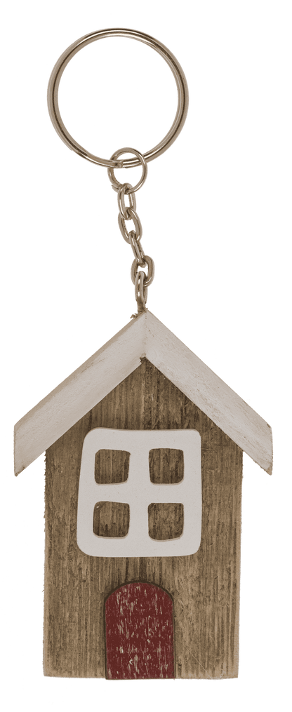 Metal key chain, Wooden beach house,