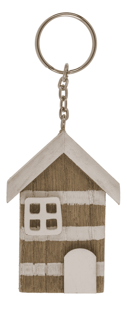 Metal key chain, Wooden beach house,