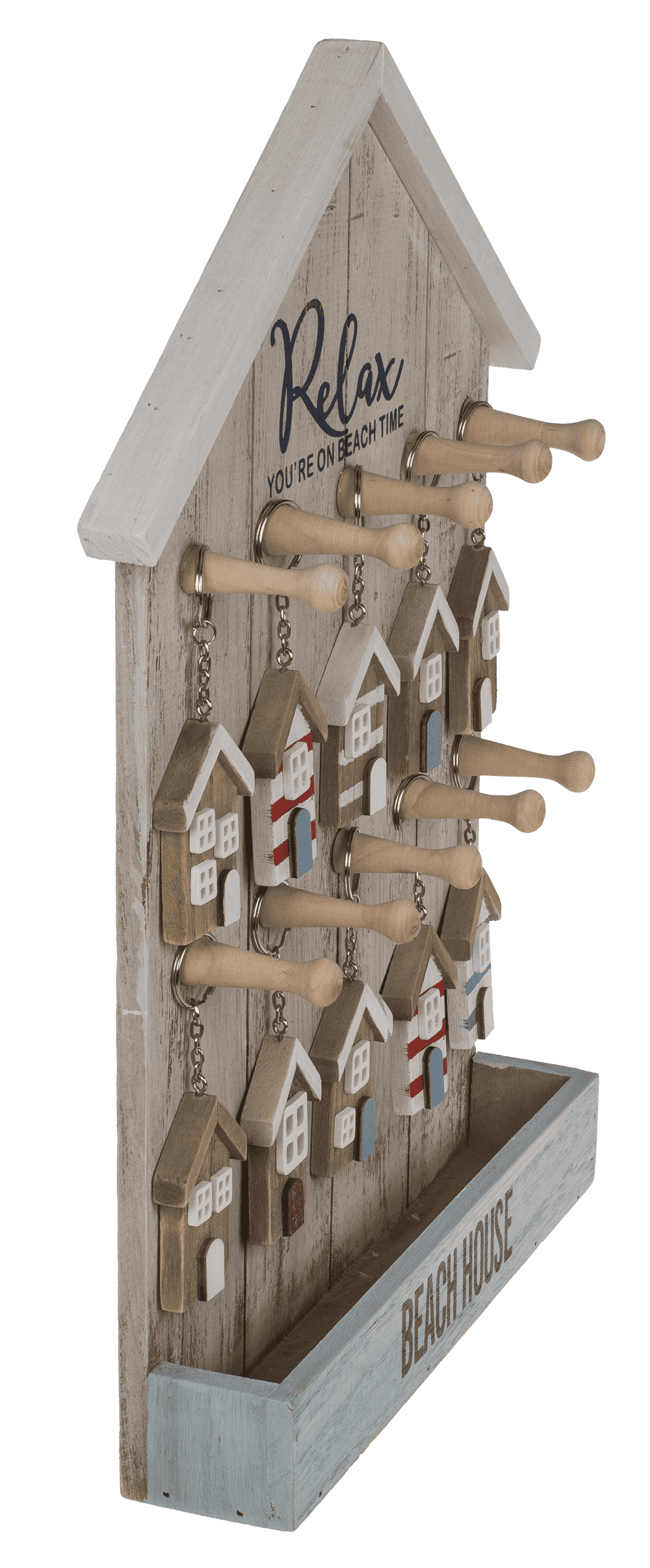 Metal key chain, Wooden beach house,