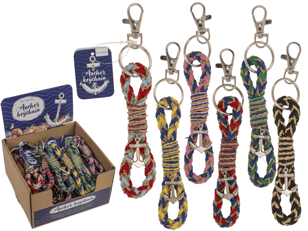 Metal key chain, anchor, 11 cm,