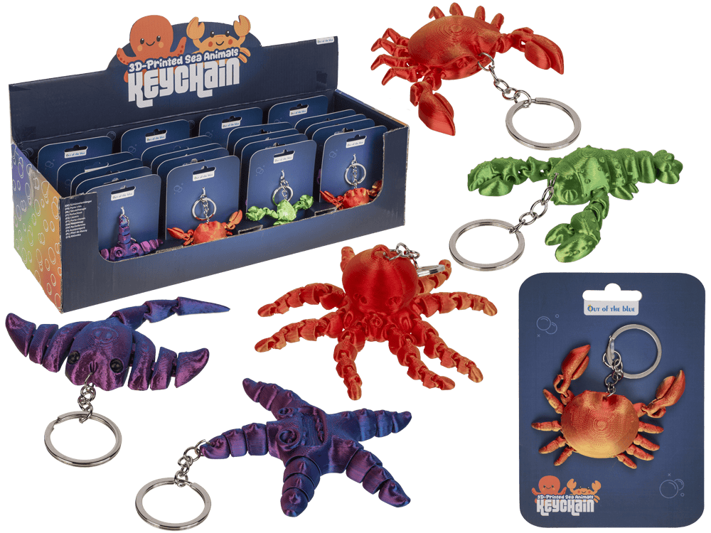 Metal keychain, 3D print Sea Animals,