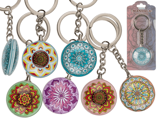 Double sided metal keyring, Mandala,