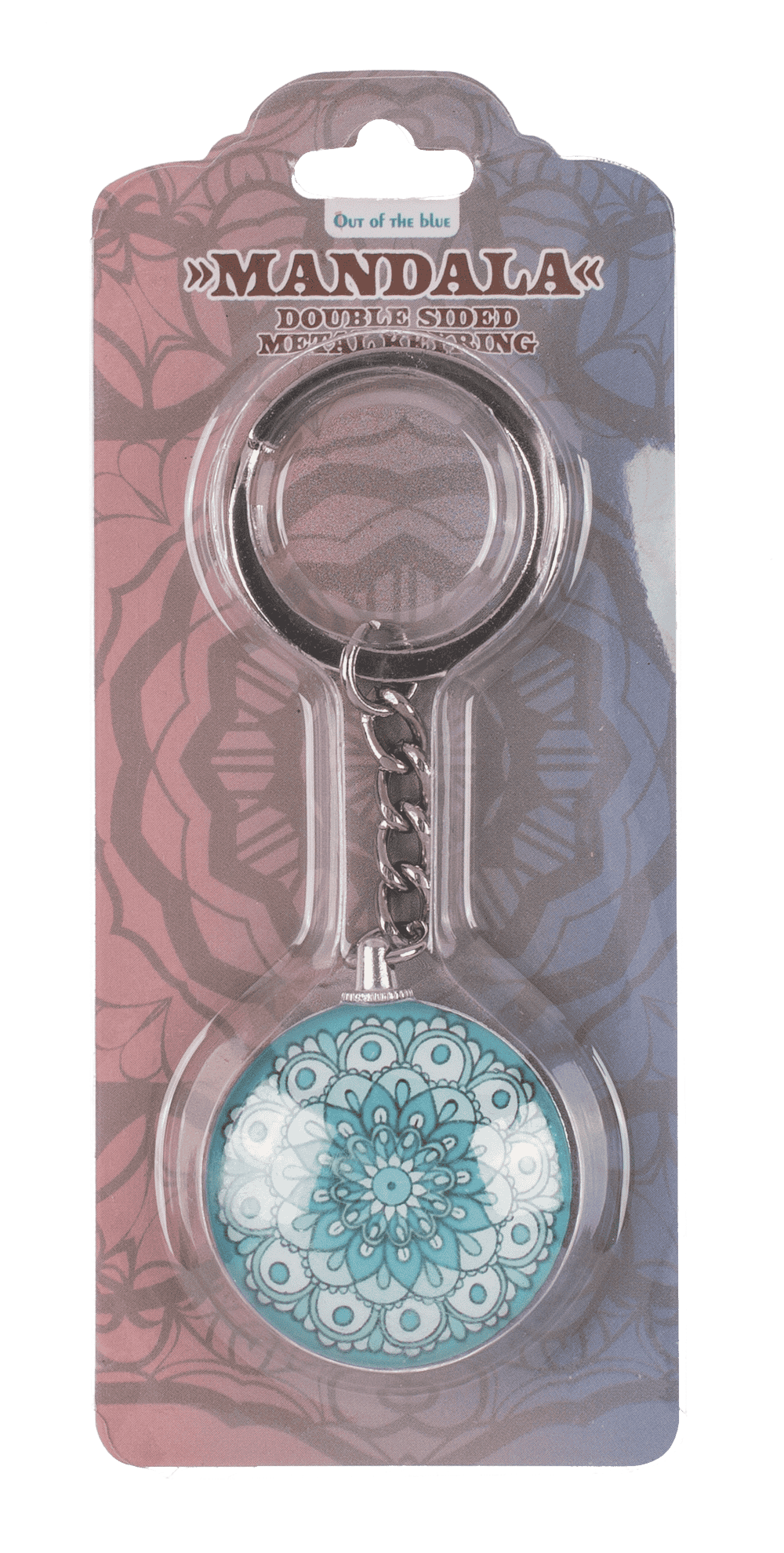 Double sided metal keyring, Mandala,