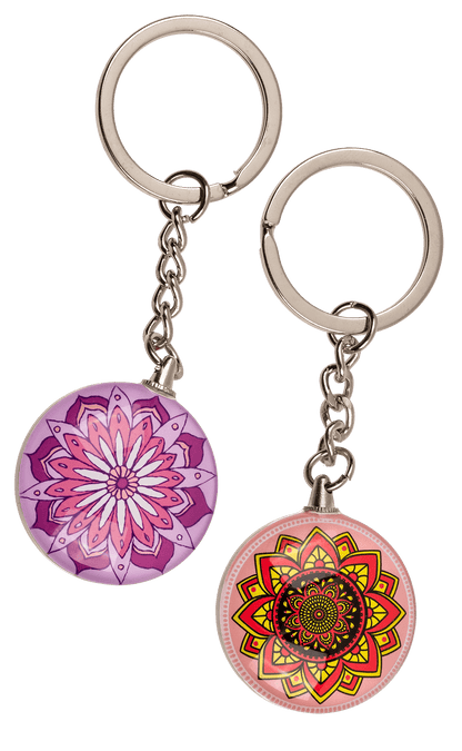 Double sided metal keyring, Mandala,