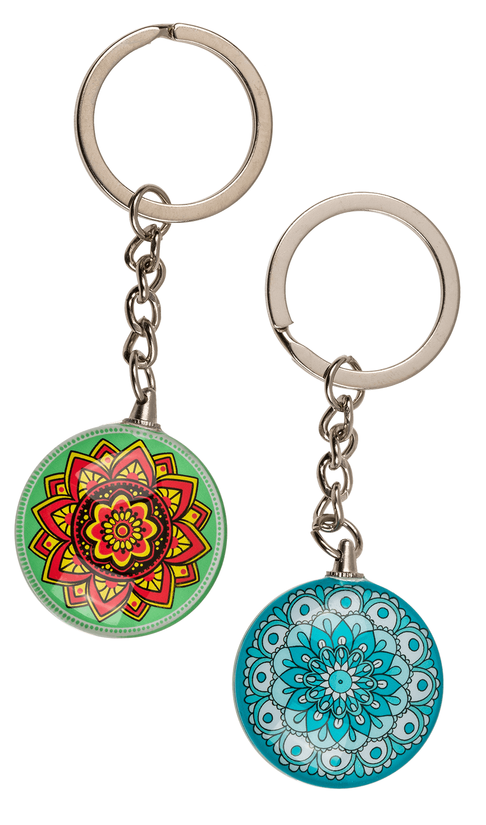 Double sided metal keyring, Mandala,