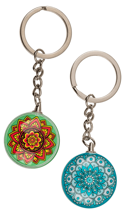 Double sided metal keyring, Mandala,