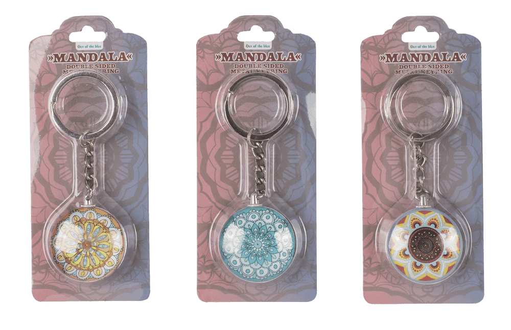 Double sided metal keyring, Mandala,
