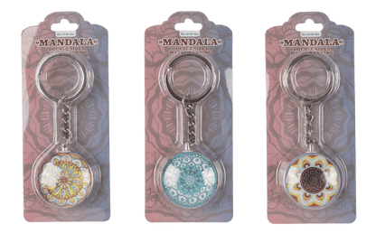 Double sided metal keyring, Mandala,