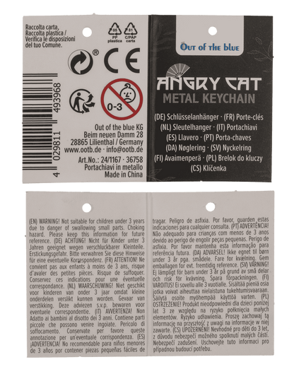 Metall-Schlüsselanhänger, Angry Cat,