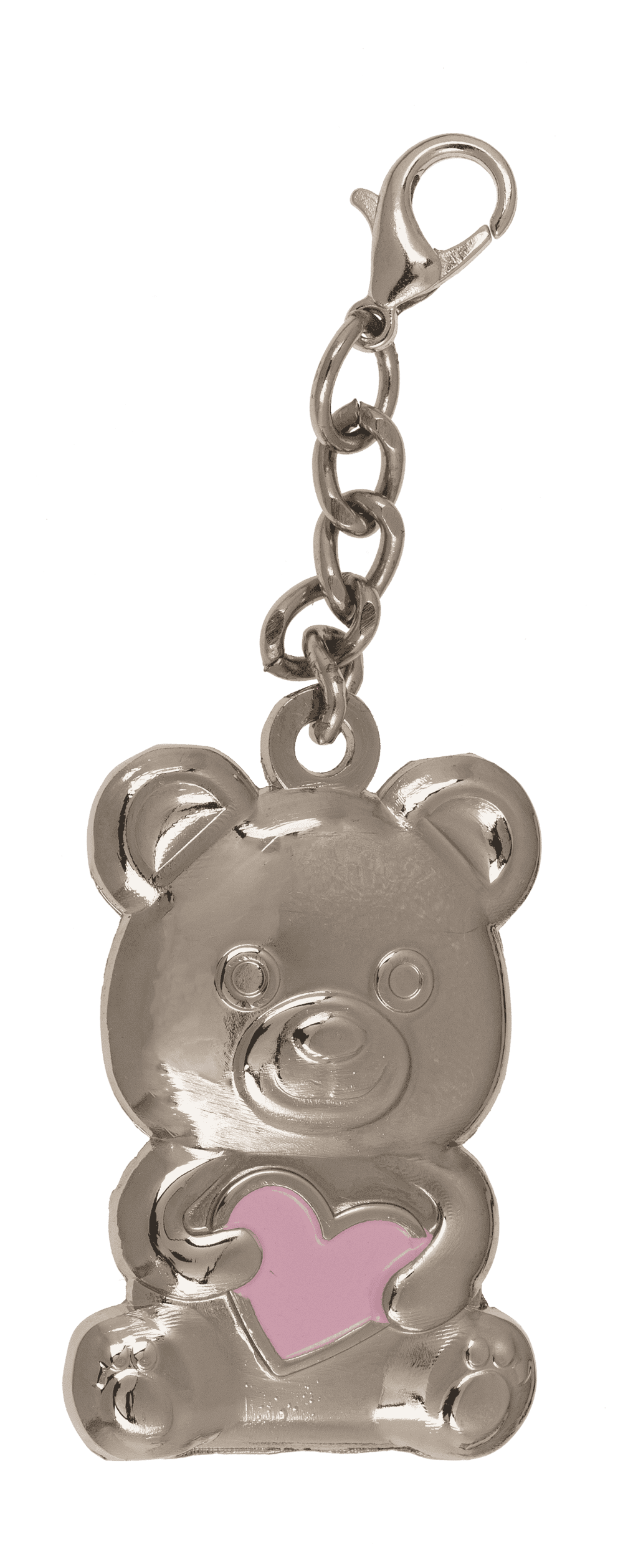Metal keyring, bear with red heart