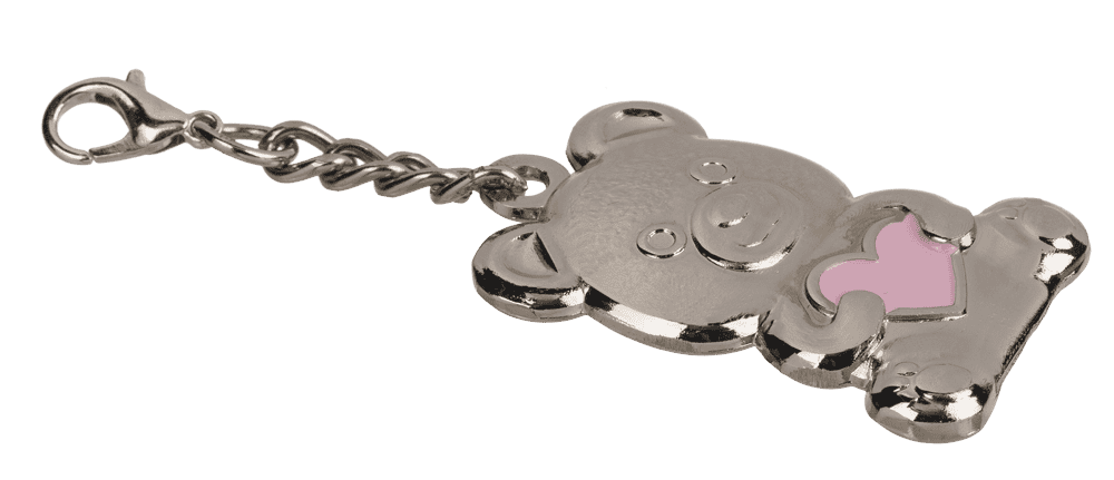 Metal keyring, bear with red heart