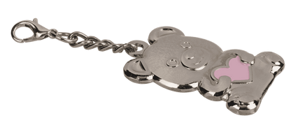 Metal keyring, bear with red heart