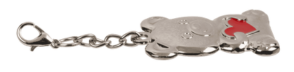 Metal keyring, bear with red heart