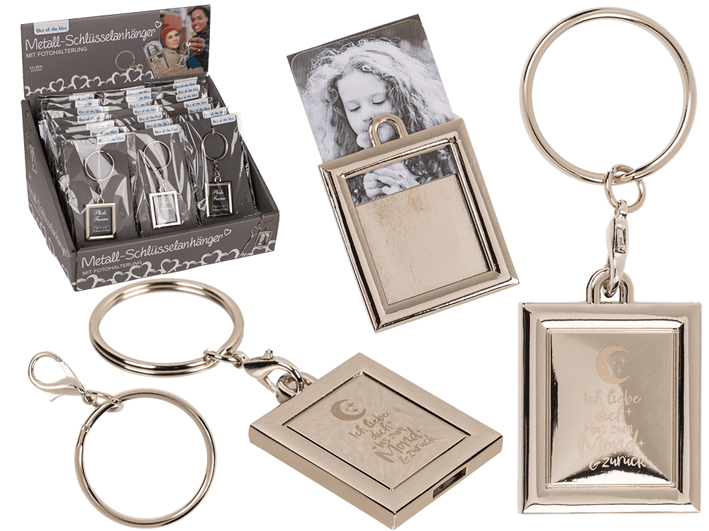 Metal keychain, with Photo Holder,