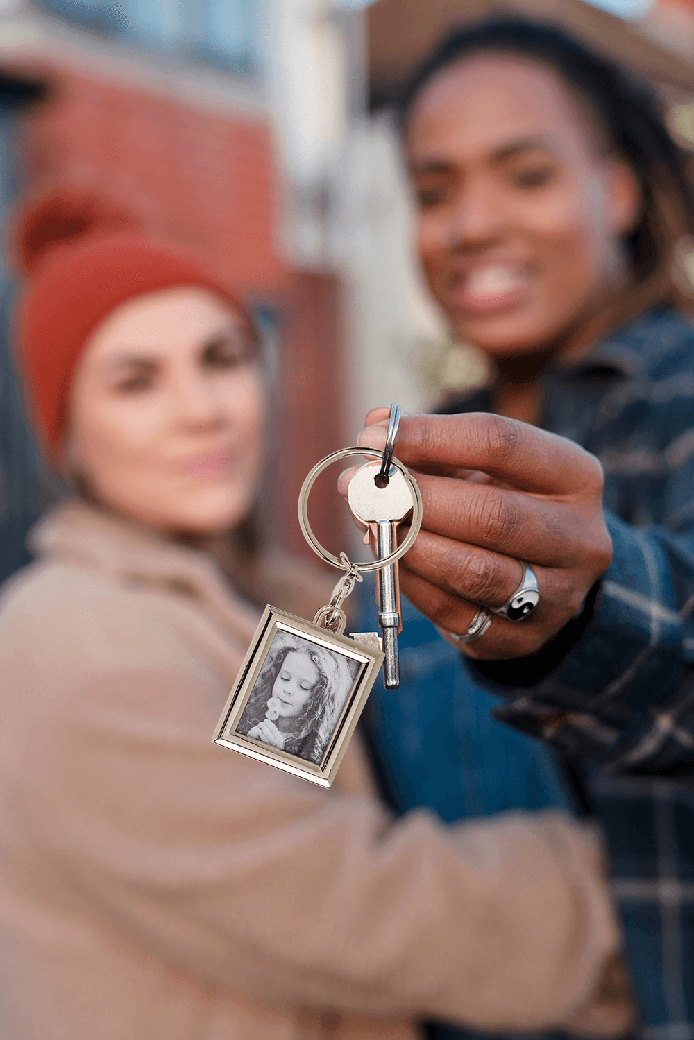 Metal keychain, with Photo Holder,