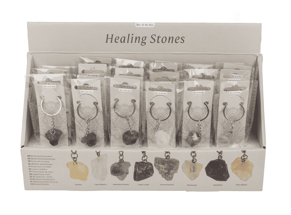 Metal keychain, Chakra Chystals,